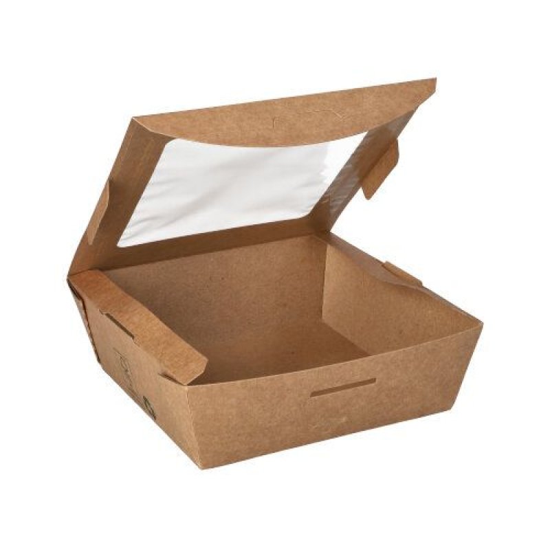 Papstar 87251 boite de stockage de nourriture jetable Carton, Polylactide (PLA) Marron