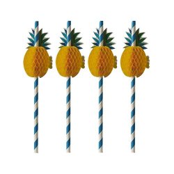PAPSTAR Paille en papier "Ananas", 200 mm, bleu/blanc