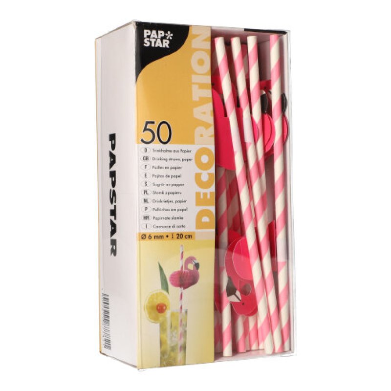 Papstar 87782 paille jetable 50 pièce(s) Rose, Blanc