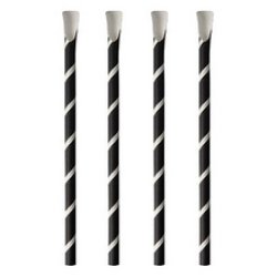 PAPSTAR Paille en papier avec cuiller "pure", 200 mm, noir