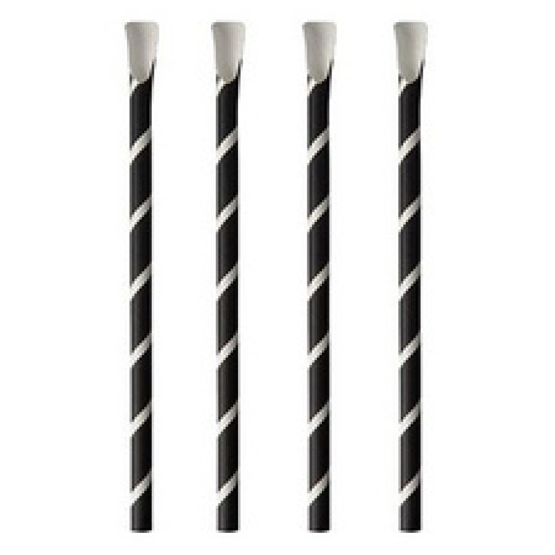 PAPSTAR Paille en papier avec cuiller "pure", 200 mm, noir