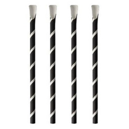 PAPSTAR Paille en papier avec cuiller "pure", 200 mm, noir