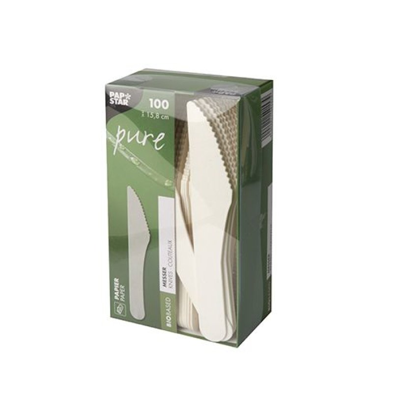 PAPSTAR Couteau en papier "pure", longueur: 158 mm, blanc