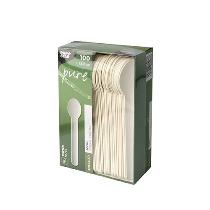 Papstar 88067 Cuillère jetable Cuillère à soupe jetable Papier Blanc 100 pièce(s)