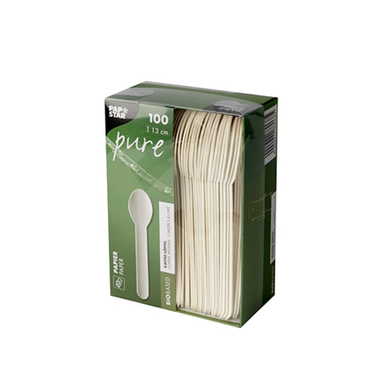 PAPSTAR Cuillère à café en papier "pure", blanc