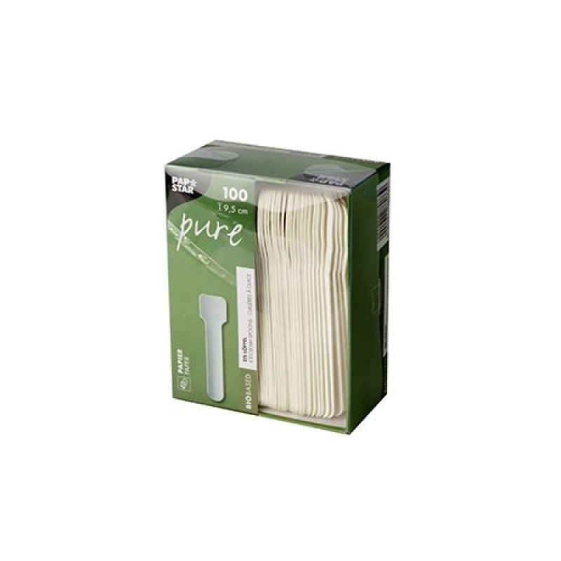 Papstar 88073 Cuillère jetable Cuillère à crème glacée jetable Papier Blanc 100 pièce(s)