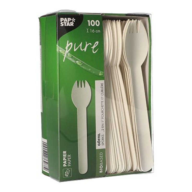 Papstar 88240 disposable spoon Disposable spork Paper White 100 pc(s)