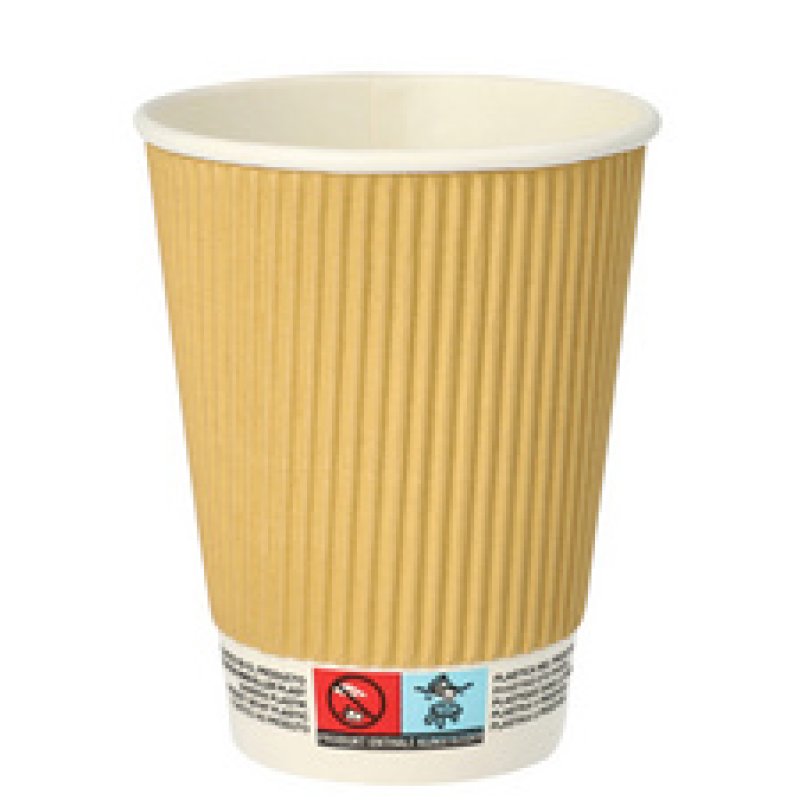 PAPSTAR Gobelet en carton "pure" Ripple Wall, 0,3 l, beige