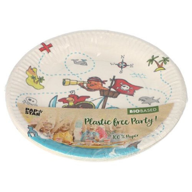 PAPSTAR Assiette en carton "Pirates", rond, 230 mm