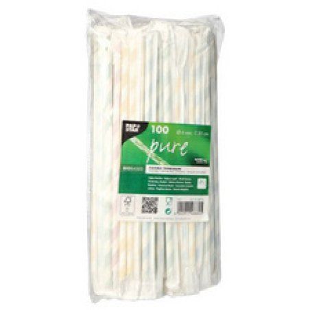 PAPSTAR Paille en papier "Stripes", couleurs assorties