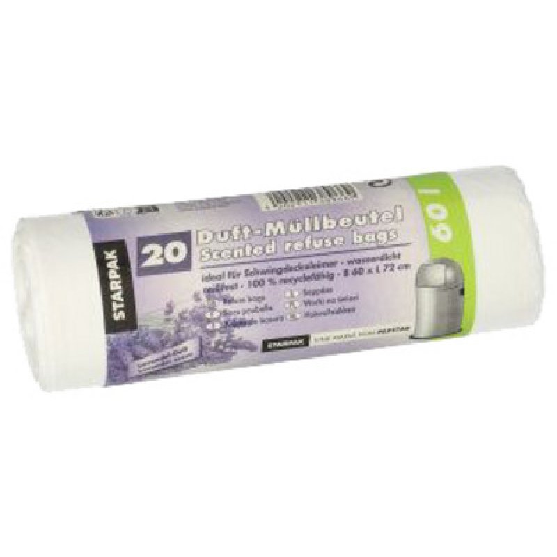 STARPAK Sac poubelle parfumé, LDPE, 30 litres, gris