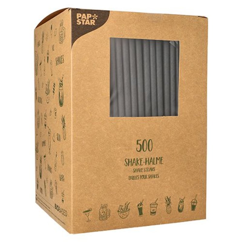 Papstar 89092 disposable drinking straws 500 pc(s) Black