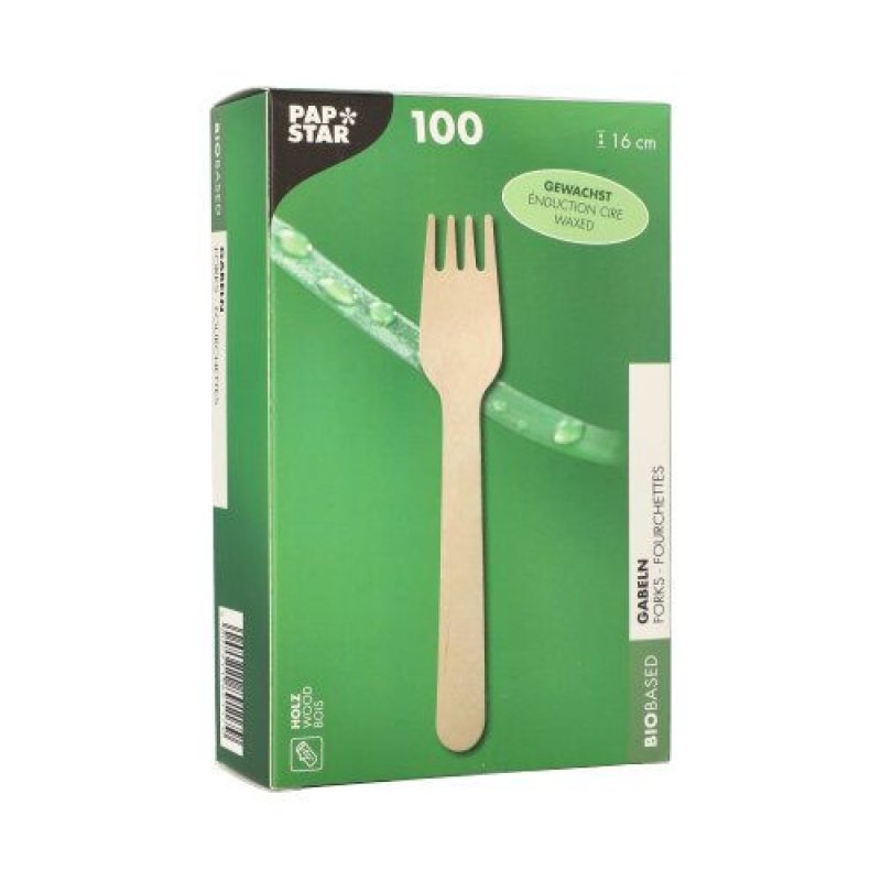 PAPSTAR Fourchette en bois "pure", cirée, longueur: 160 mm