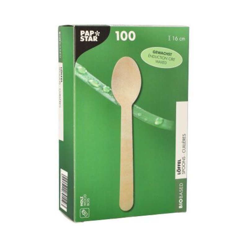 Papstar 89119 disposable spoon Disposable soup spoon Wood Natural 100 pc(s)