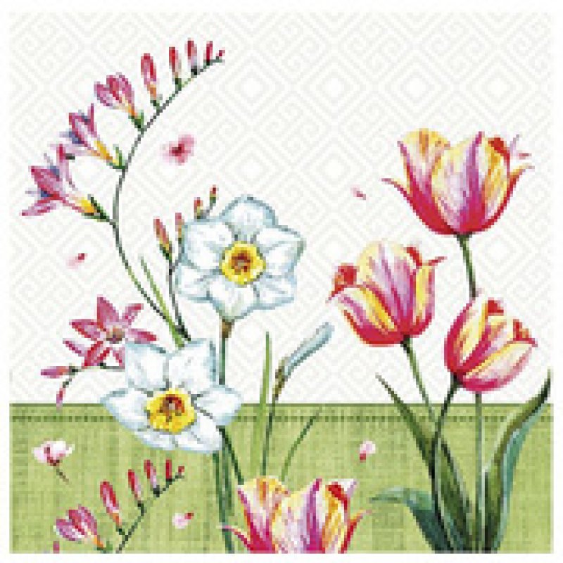 PAPSTAR Serviettes à motif de Pâques "Flowers Splendor"