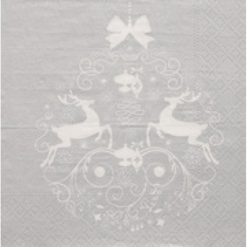 PAPSTAR Serviette à motif de Noël "Deers Couple", argent