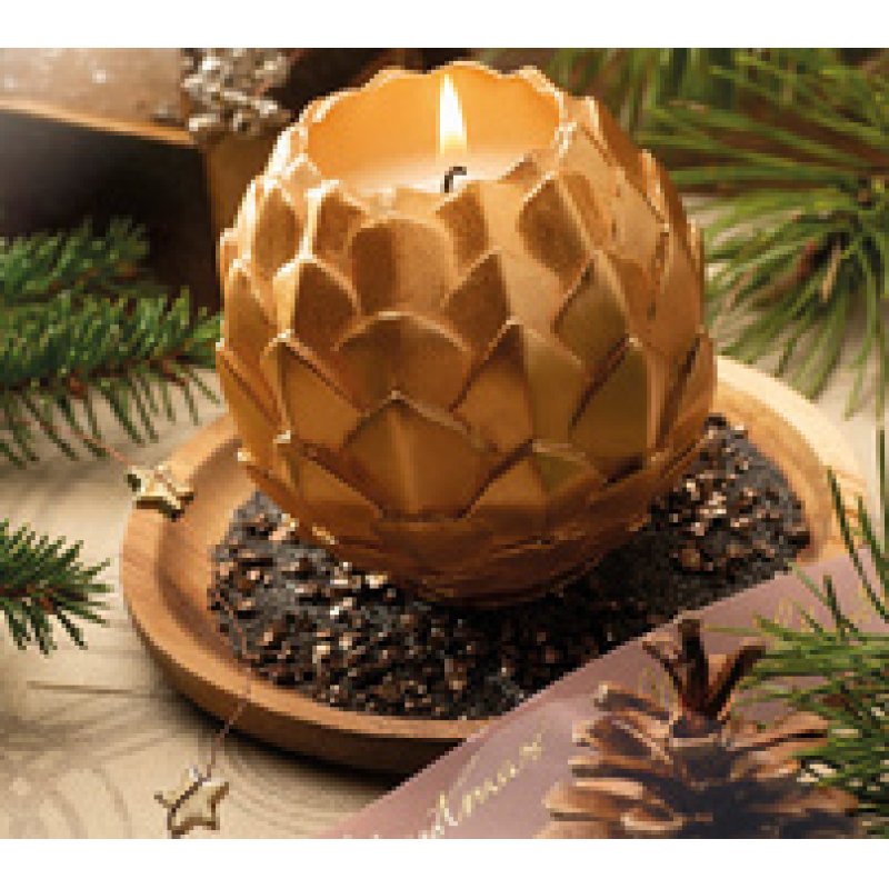 STARPAK Bougie sphérique "Pine Cone", argent