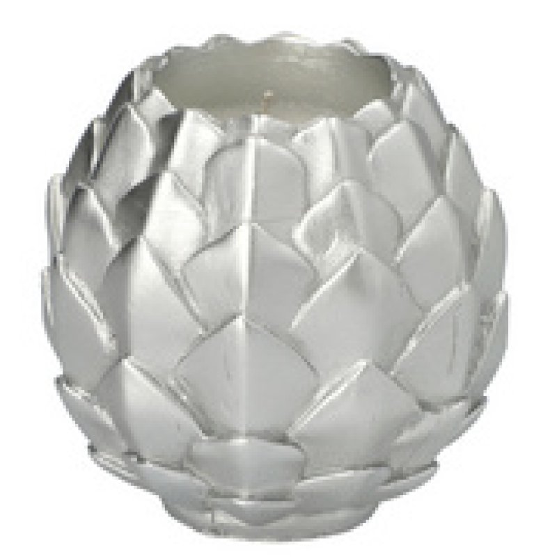 STARPAK Bougie sphérique "Pine Cone", argent