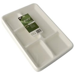 PAPSTAR Plateau en canne à sucre, 5 compartiments, blanc