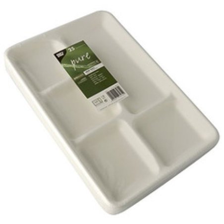 PAPSTAR Plateau en canne à sucre, 5 compartiments, blanc