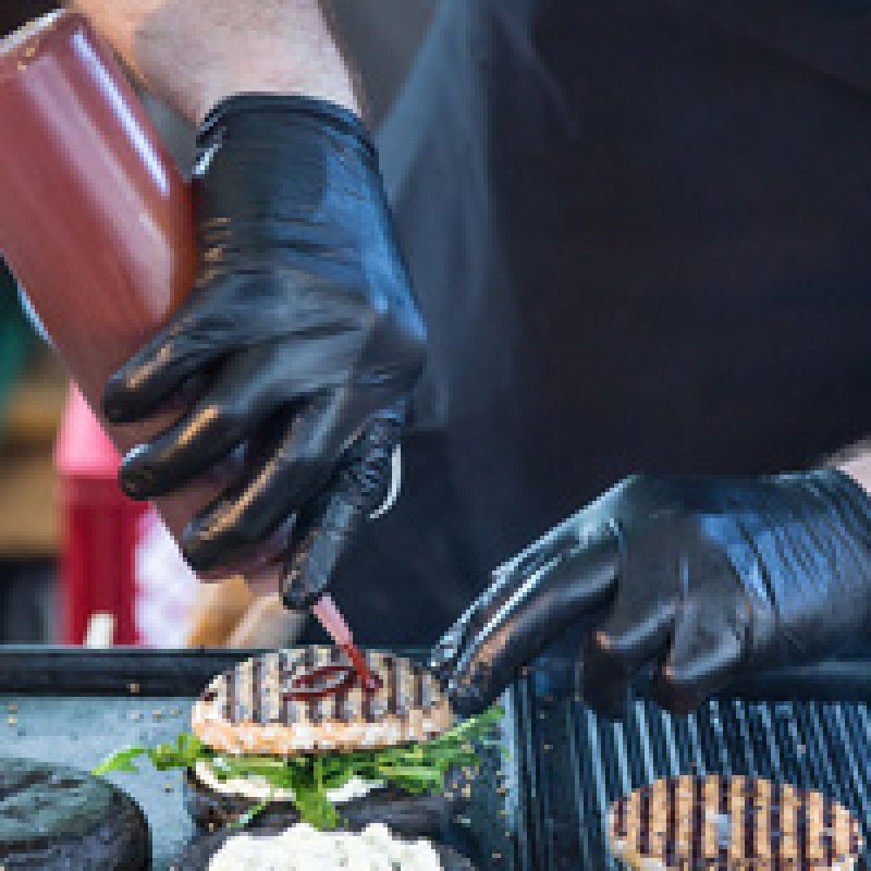 HYGOSTAR Gants latex "DIABLO", S, noir