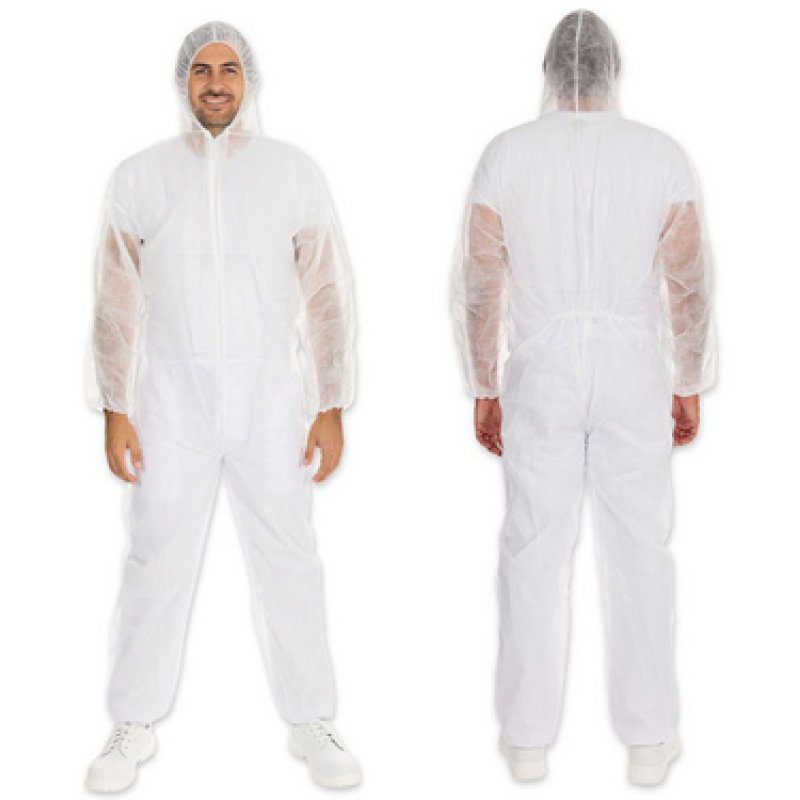 HYGONORM Combinaison PP LIGHT avec capuche, blanc, L