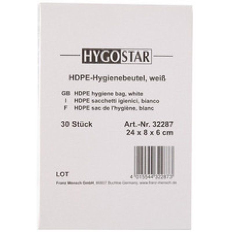 HYGOSTAR Sac hygiénique en HDPE, non imprimé, blanc