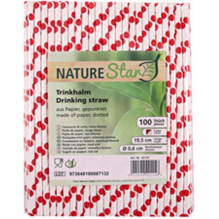 NATURE Star Paille en papier, 197 mm, à pois vert / blanc