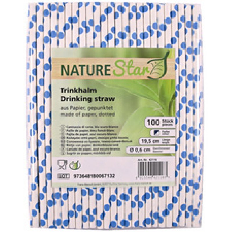 NATURE Star Paille en papier, 197 mm, bleu foncé/blanc