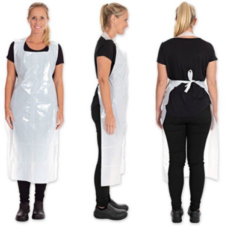 HYGONORM Tablier à bavette en LDPE, 35 microns, blanc