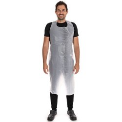 HYGOSTAR Tablier à bavette PEHD, gaufré, 12 microns, blanc