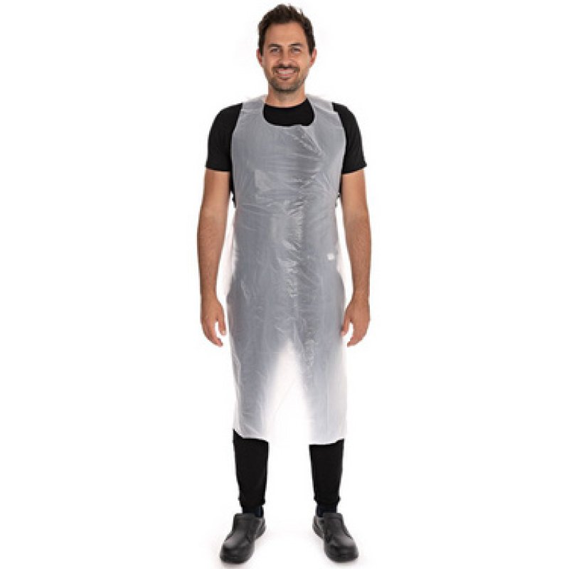 HYGOSTAR Tablier à bavette PEHD, gaufré, 12 microns, blanc