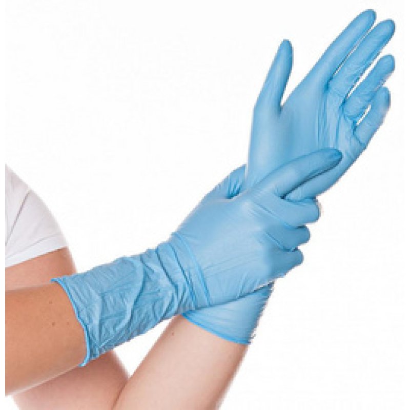 HYGOSTAR Gant nitrile SAFE LONG, L, sans poudre, bleu