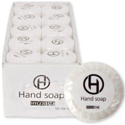 HYGOSTAR Mini-savon pour les mains, diamètre: 40 mm, blanc