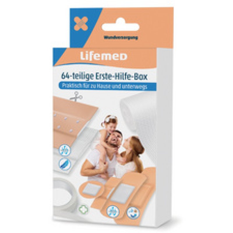 Lifemed Kit de pansements de premiers secours, 64 pièces