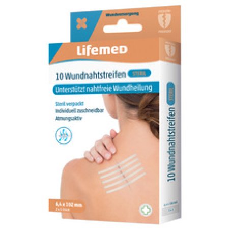 Lifemed Bande de suture cutanée stérile, boîte de 10, blanc