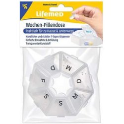 Lifemed Wochen-Pillendose, Kunststoff, transparent / blau