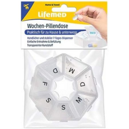Lifemed Wochen-Pillendose, Kunststoff, transparent / blau
