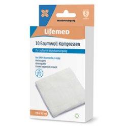 Lifemed Compresse de coton, 95 x 95 mm, blanc
