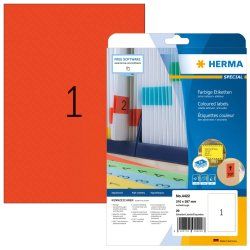 HERMA Coloured Labels A4 210x297 mm red paper matt 20 pcs.