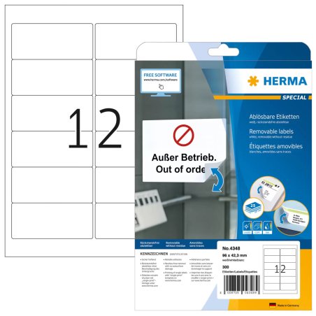 HERMA Etiquette universelle SPECIAL, 96 x 42,3 mm, blanc
