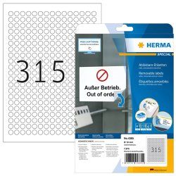 HERMA Étiquettes amovibles A4 Ø 10 mm rondes, blanches, Movables/amovibles, papier mat, 7875 pcs