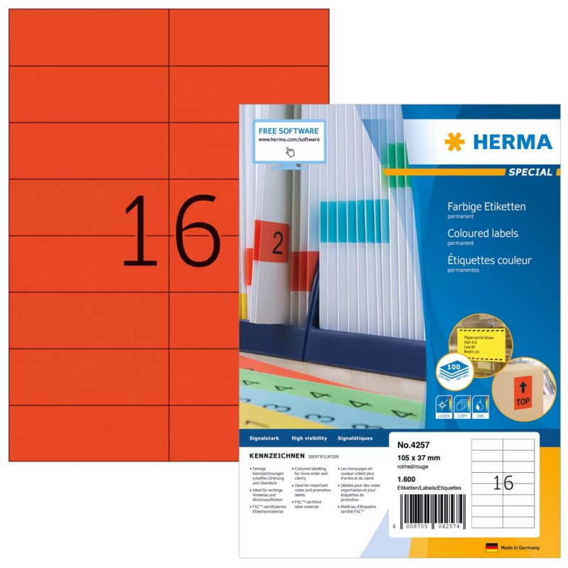 HERMA Etiquette universelle SPECIAL, 105 x 37 mm, rouge