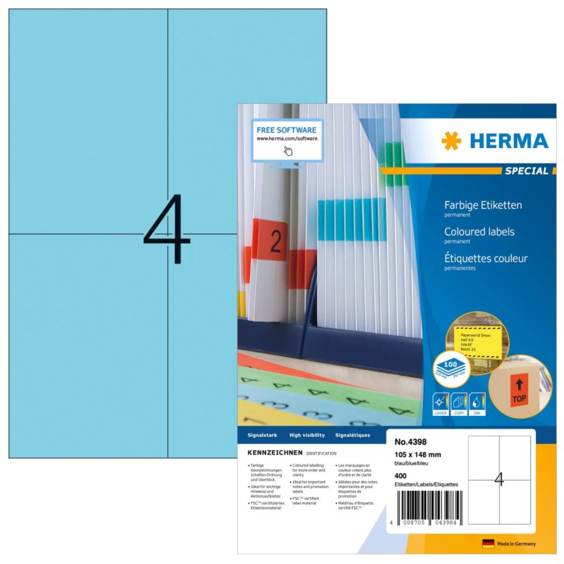 HERMA Etiquette universelle SPECIAL, 105 x 148 mm, bleu