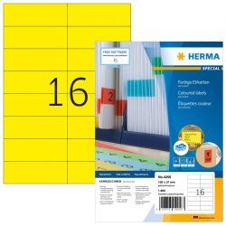 HERMA Étiquettes couleur A4 105x37 mm, jaunes, papier mat, 1600 pcs