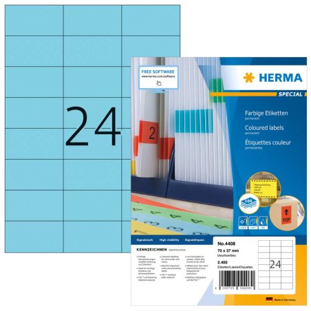 HERMA 4408 étiquette auto-collante Rectangle Permanent Bleu 2400 pièce(s)