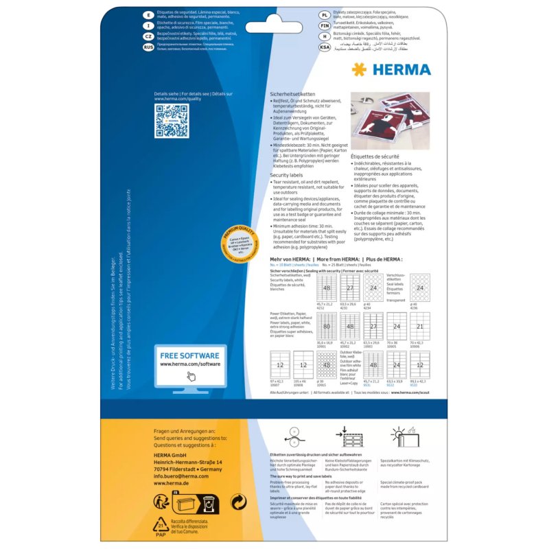 HERMA Etiquette de sécurtié SPECIAL, 45,7 x 21,2 mm, blanc