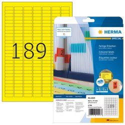 HERMA Étiquettes couleur A4 25.4x10 mm, jaunes, papier mat, 3780 pcs