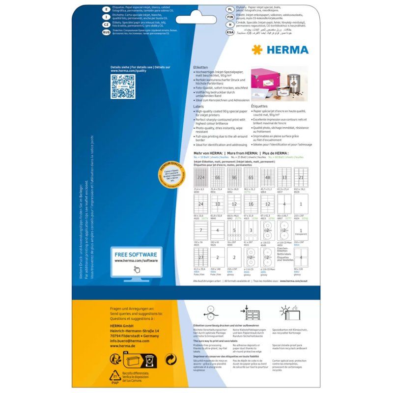 HERMA 8832 étiquette à imprimer Blanc Imprimante d'étiquette adhésive