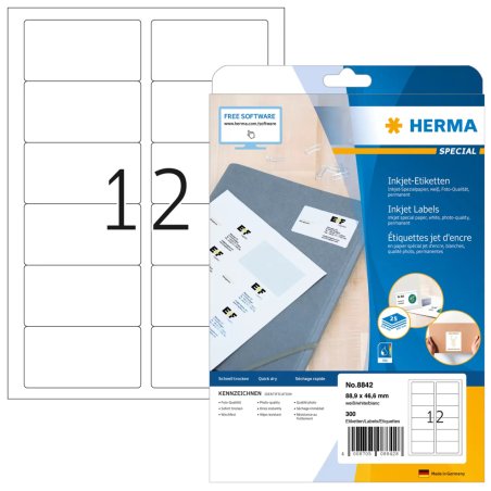 HERMA Etiquette InkPrint SPECIAL, 88,9 x 46,6 mm, blanc